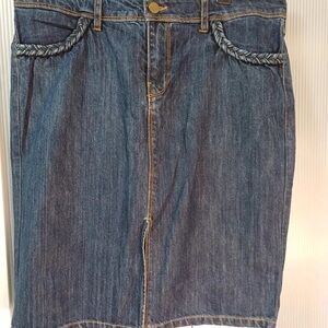 Denim Skirt with Braided Pockets